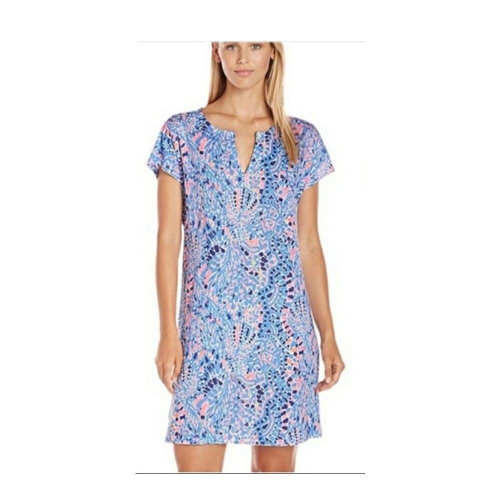 Lilly Pulitzer Duval Linen Dress Tic Tac Tile Allover Size XXS Beachy Tropical